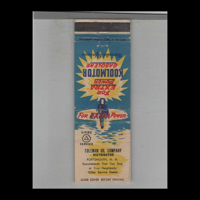 #ad #ad Matchbook Cover Cities Service Gas Station Coleman Oil Co. Portsmouth NH $6.95