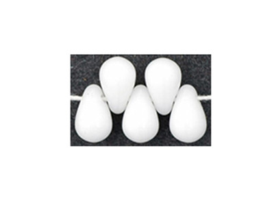 100 Opaque White Glass Tear Drop Beads 6MM