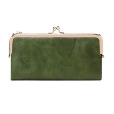 Vintage Women Long Wallets Bifold Ladies Purse Clutch with Kiss Lock and Zip ...