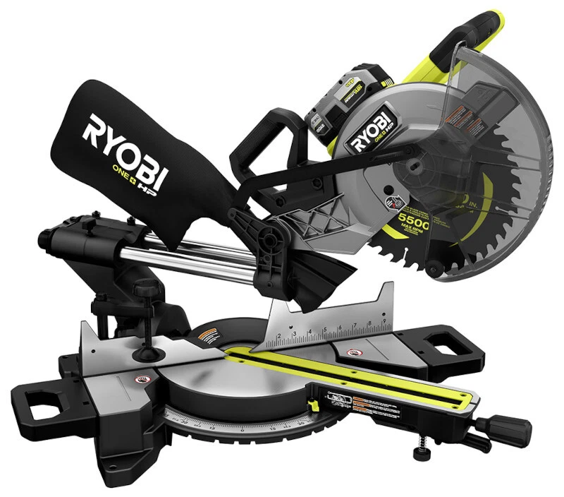 RYOBI 18V ONE+ HP Brushless Cordless 10-inch Mitre Saw Kit with 4.0 HP  Battery