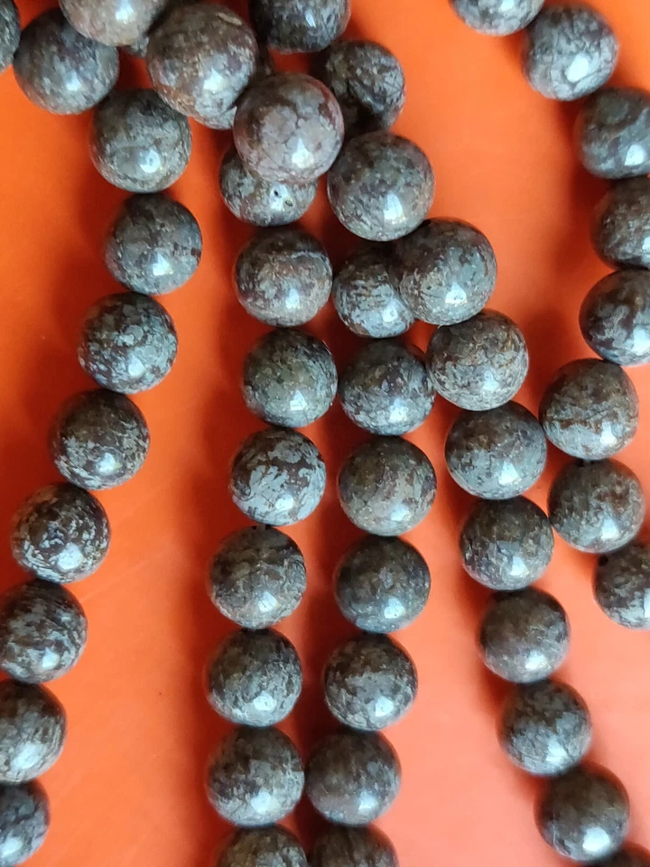 2 HEBRAS CUENTAS DE PIEDRA OBSIDIANA COPO DE NIEVE NATURAL Foto 4 de 4