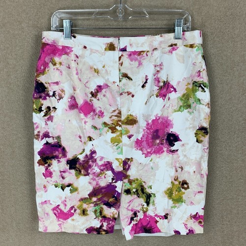 Falda corta para mujer Liz Claiborne 10 (32x21) blanca floral mini lápiz - Imagen 8 de 17