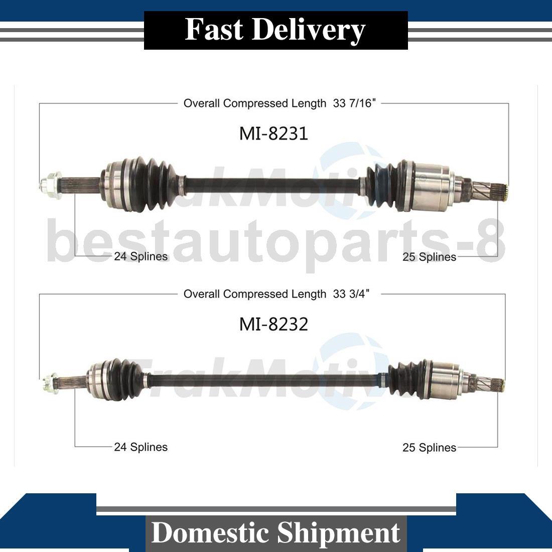 2X Front CV Axle Joint Shaft Assembly For Mitsubishi Mirage G4