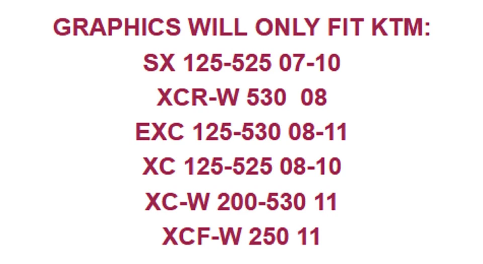 Stickers Decals For C5 KTM SX/SXF/EXC/XC/XCW/XCWF 125-530 2007-2011 MHAT O K — 第 2/3 张图片