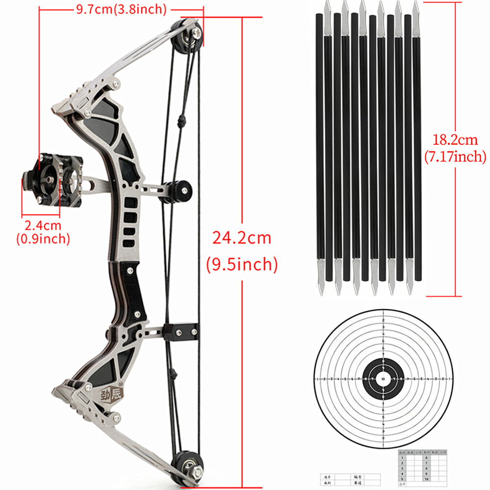 Mini Kit Arc Composé De Poche 9,5'' – 12lb, Avec Flèches Et Cible, Pour Enfant