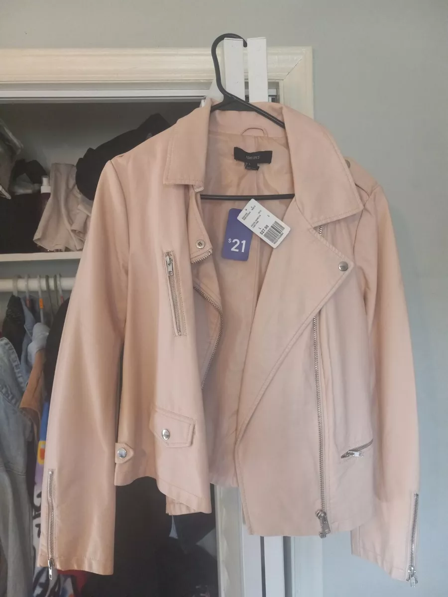 Pink leather jacket shop forever 21