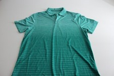 Champion Green On Green Stripe Poly Golf POLO SHIRT Large L
