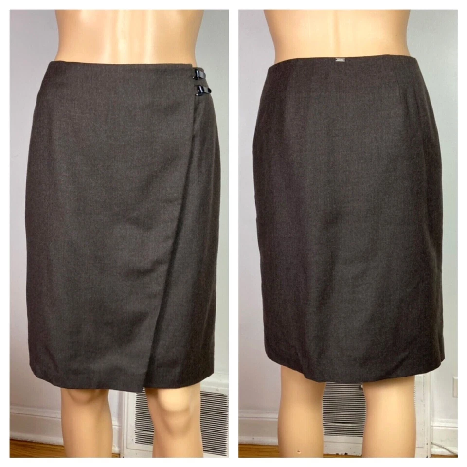 Falda envolvente de lana forrada Wolford talla 34/4 cintura alta hebilla lápiz