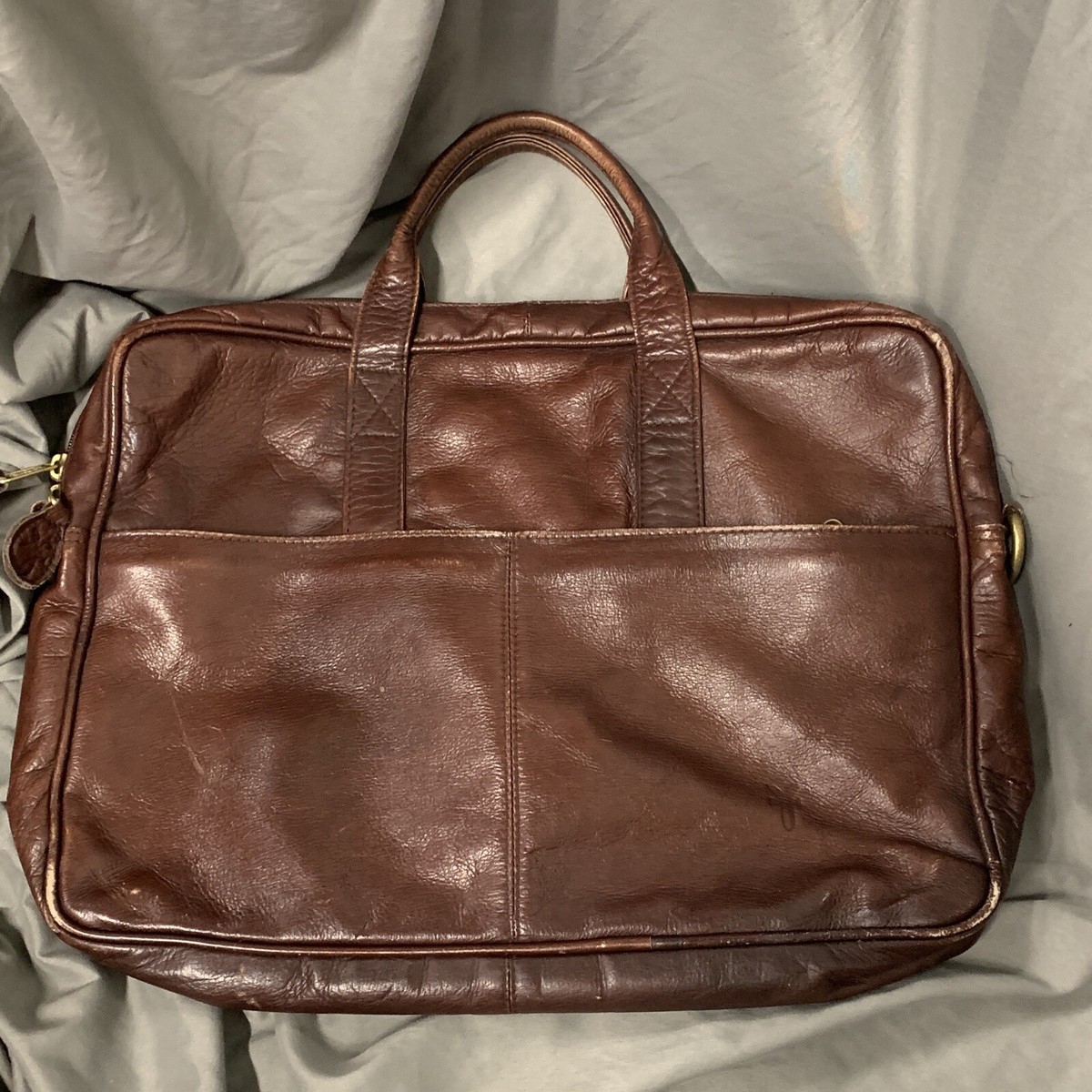 Vintage Frye Top Handle Portfolio Leather Briefcase Brown 16x12