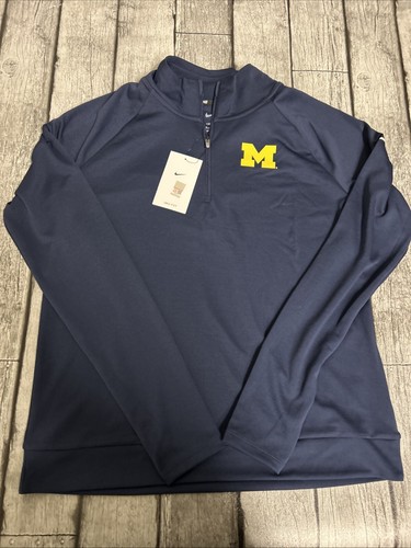NWT Women’s Nike Michigan Wolverines 1/4 Zip Pacer Pullover Medium Navy Dri Fit - 第 1/8 張圖片