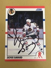 DENIS SAVARD 1990 SCORE  Autographed NHL card TTM/IP signature Blackhawks