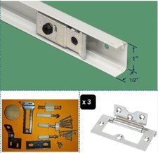 38.75” Bifold Door Track for 7/8" roller guides + fittings kit + 3 flush hinges