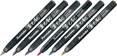 *KAUFEN SIE 3 ERHALTEN SIE 1 GRATIS* Kuretake Zig Fudebiyori Metallic Pinselstift auf Wasserbasis UK