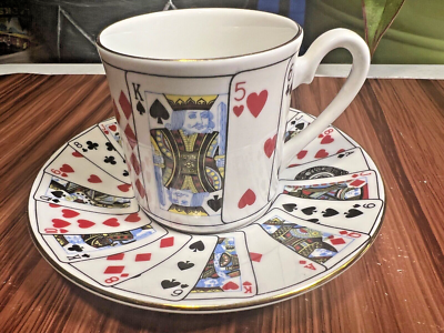 Tiffany & Co Bone China Elizabethan Playing Cards Demitasse Tea