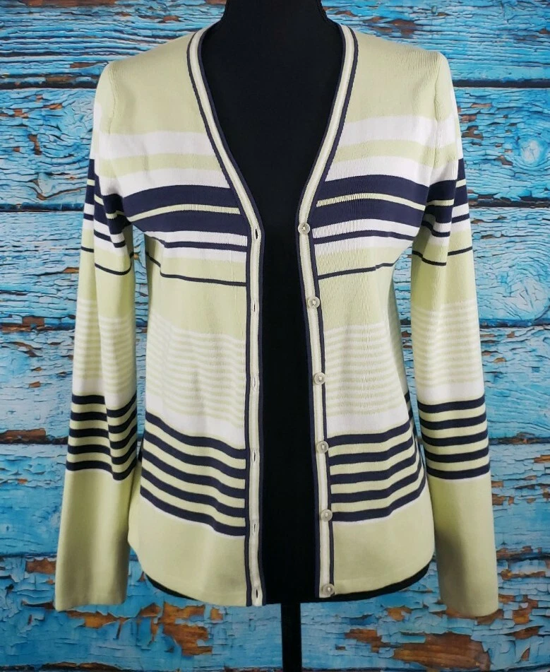 Cardigan with stripes on cheap arm