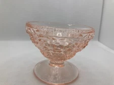 Vintage Pink Sherbet Depression Glass Buttons and Bows Pattern Jeanette Glass Co