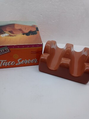 Boston Market Salsa! Terra Cotta Taco Shell Holder  Holds 2Tacos Vintage, NIB