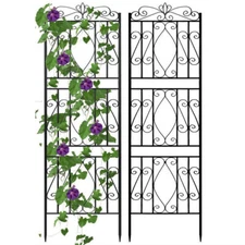 Large Metal Trellis Garden Decor Outdoor Plant Climbing Support Stakes Set of 2