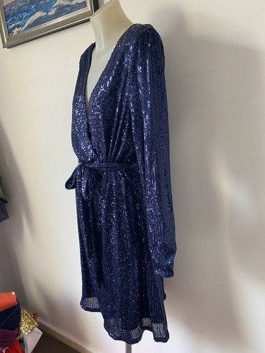 South Of The Border Deep Blue Sequined Dress . Size L (14) - Picture 5 of 9