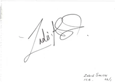 Zadie Smith signed autographed album page AMCo COA 20984