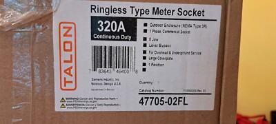 47705-02FL - TALON 400A/320A 600V 1PH 5 TERMINAL OH/UG METER SOCKET (NEW)