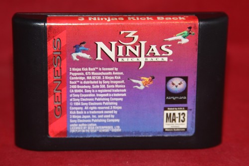 3 Ninjas Kick Back (Sega Genesis, 1994) Authentic Game Cartridge, CIB Complete - Picture 3 of 10