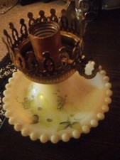 Vtg Milk Glass Bedside Table Lamp Turn Key MCM