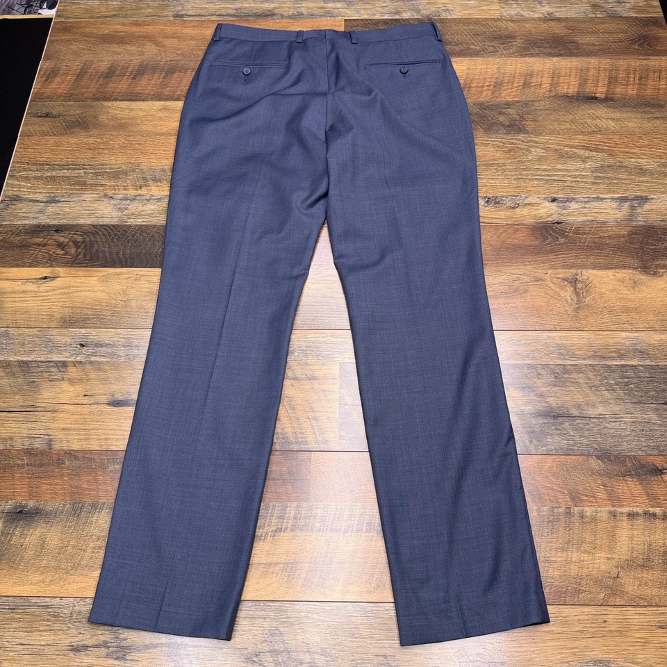Pantalones de vestir Penguin para hombre 34x32 azul tiro medio lana elástica Foto 3 de 4