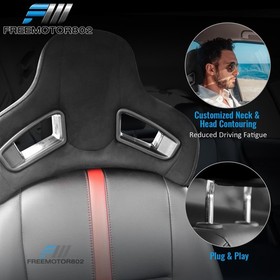 Seat Headrest For Civic/BMW 3 Serise Black Suede Rod Dia 14mm Space 140mm Pair