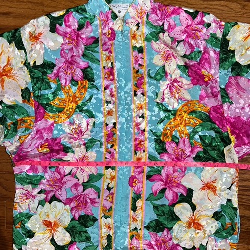 Abito vintage Ruth Norman Saks Fifth Avenue Petite colorato floreale caftano casa - Foto 12 di 15