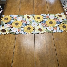 Appliqu d Embossed 13 X 35 Table Runner Sunflower Bluebird Cottagecore