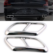 Dual Exhaust Muffler End Pipe Cover Trim for Volvo 2016-2020 S90 V90 S60 Tips