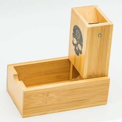 Cusdie Bamboo Dice Tower Foldable Wooden Die Roller Castle Rolling Case Skull 