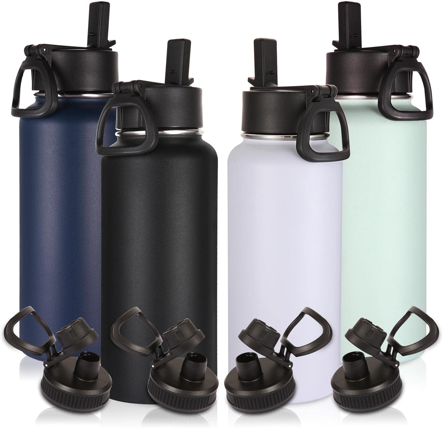 Bulk 4 Pack W/ Straw Lid & Spout Lid,stainless