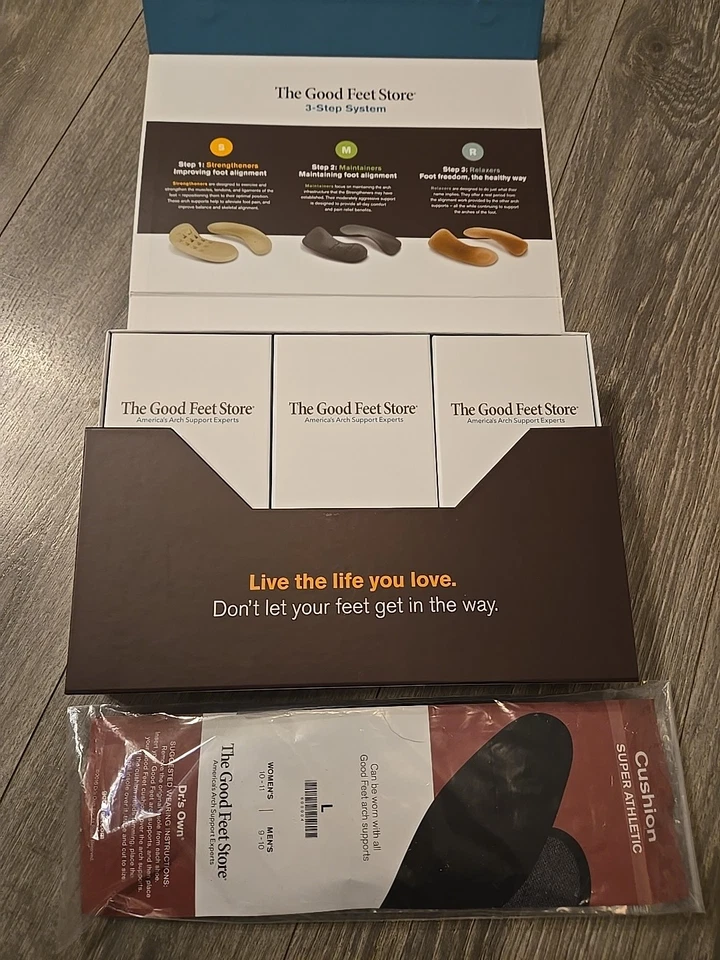 Sistema de suporte Good Feet 3 passos arco kit completo almofada palmilhas super atléticas - Imagem 2 de 4