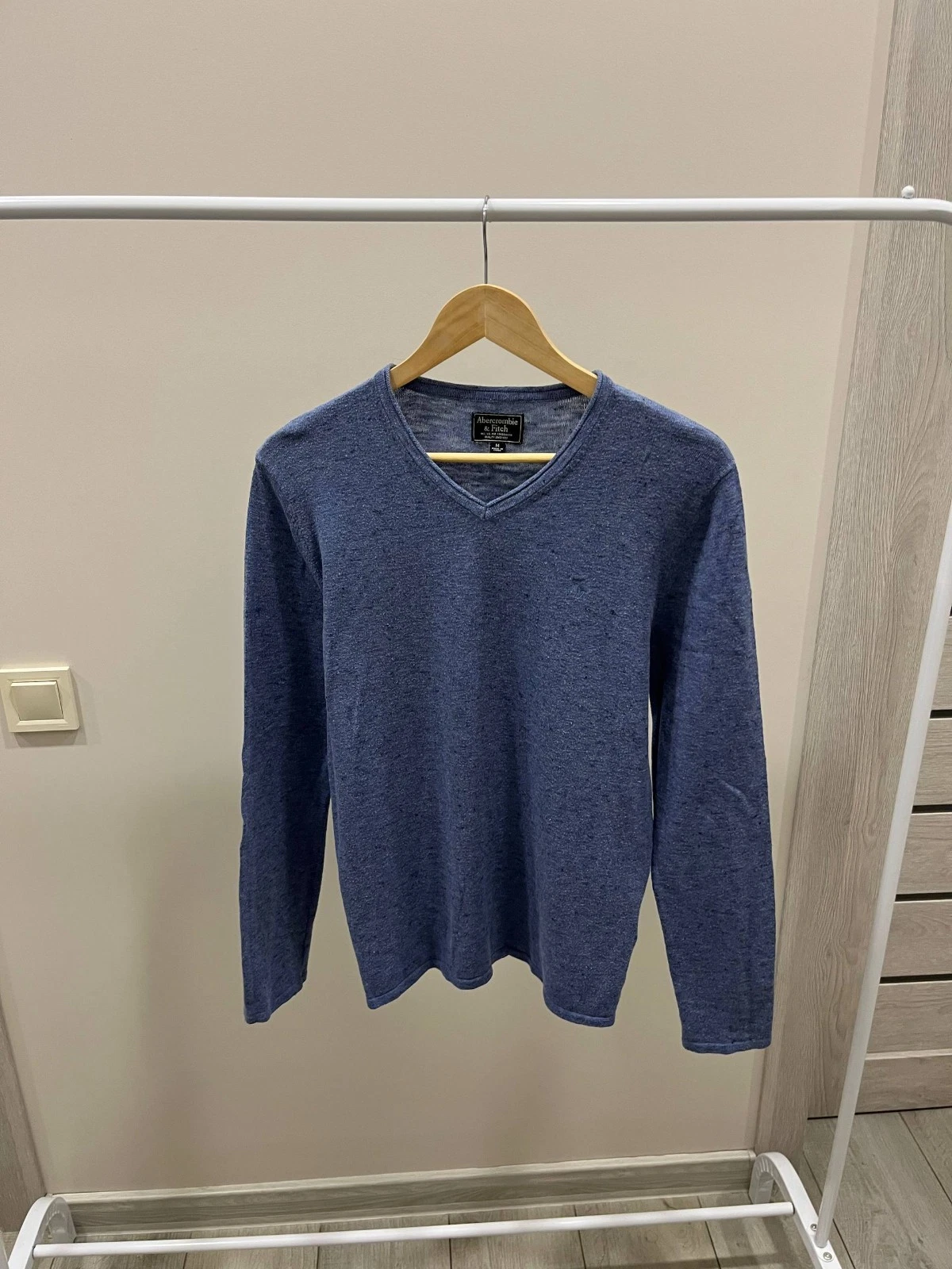 Vintage Abercrombie Fitch Y2K Knit Blue Sweater Crew V-Neck Men's Size M