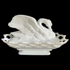 Westmoreland Vintage Milk Glass Nesting Swan White Basket Dish