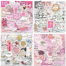 200 PCS Bible Verse Stickers Inspirational Pink Christian Multicolor