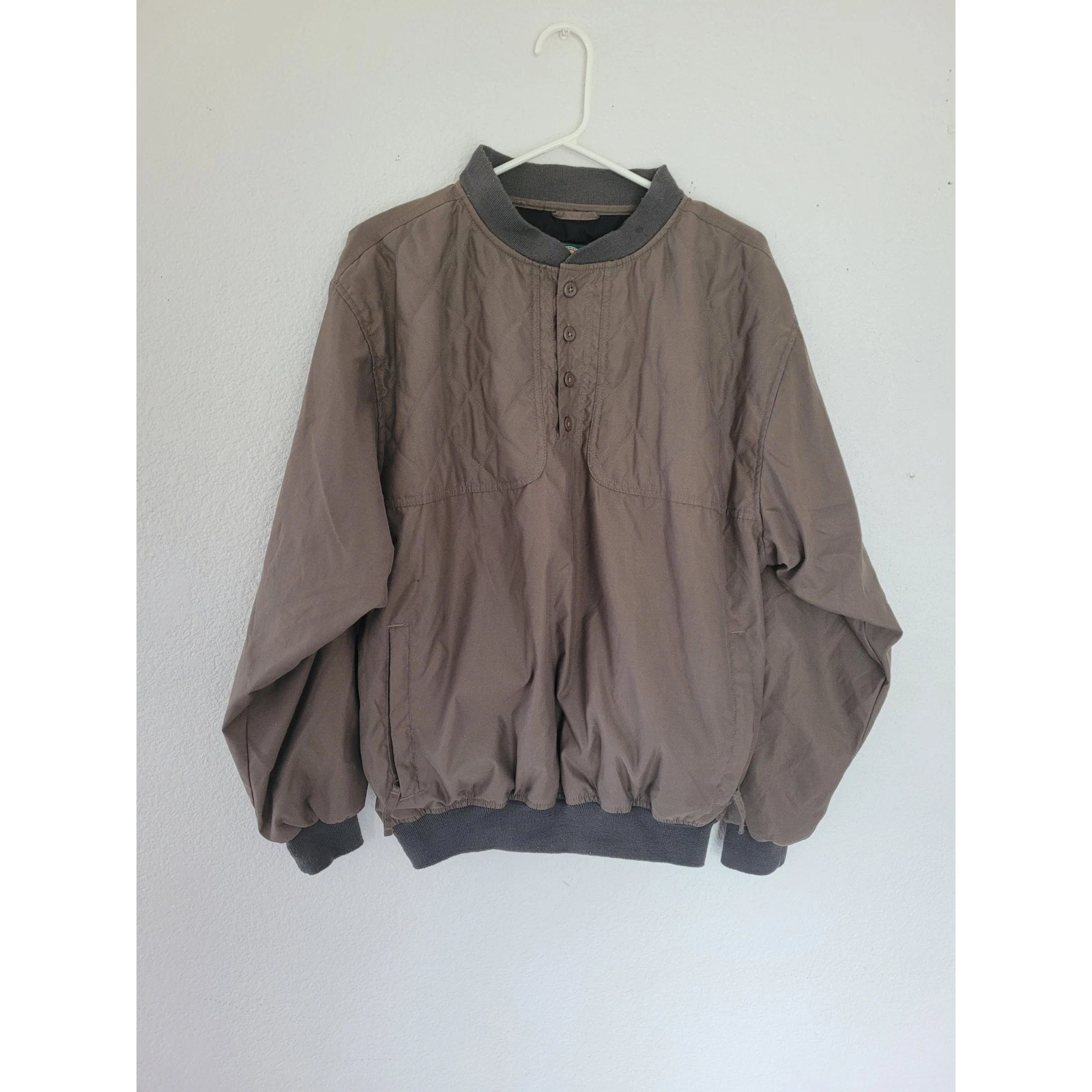 Cabela's Pullover Jacket Quilted Button Up Outdoor Gear Brown Mens M #1