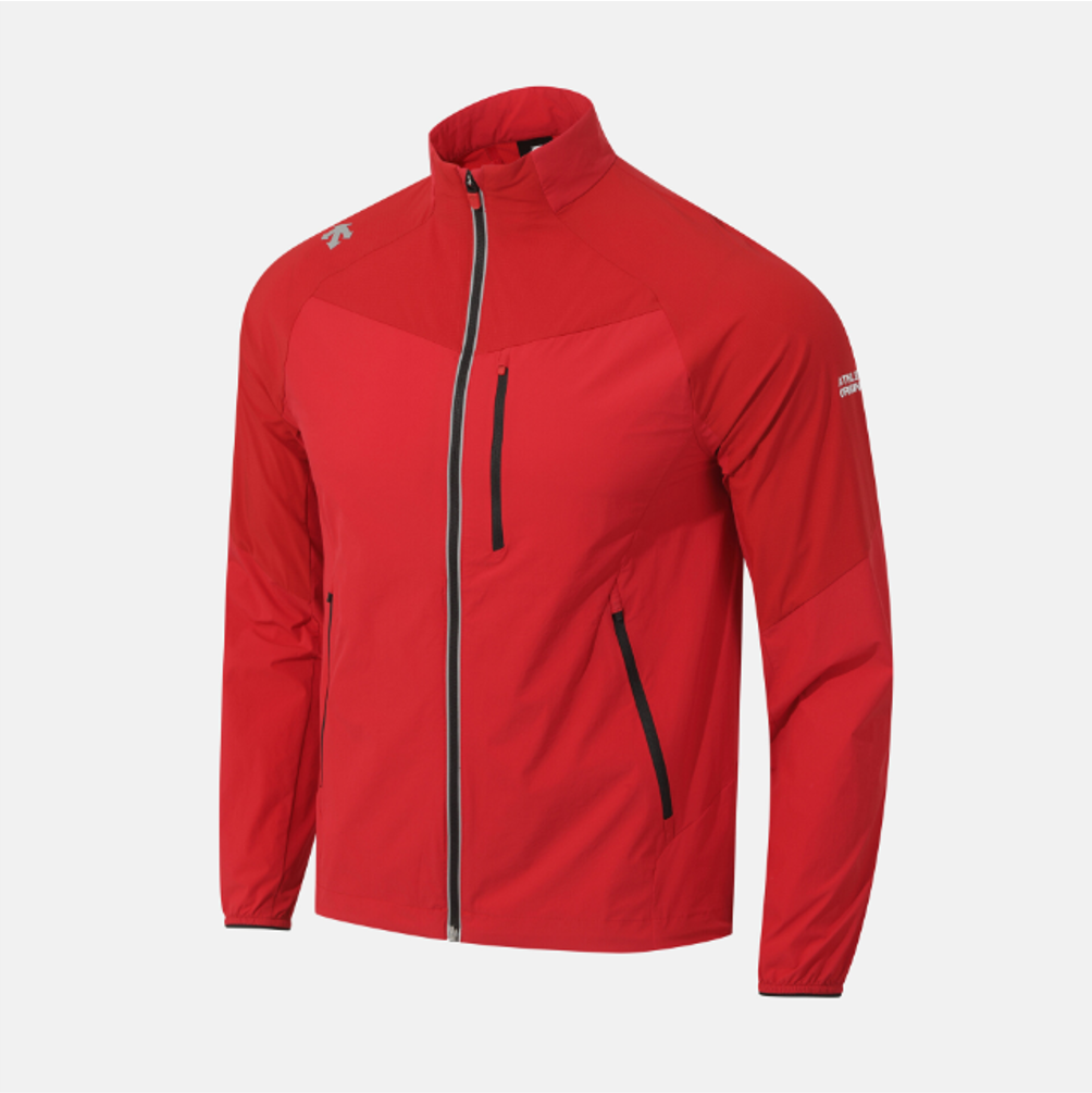 NEW DESCENTE SWISS Running Stretch Woven Zip-Up Jacket RED ASIAN