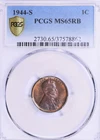 1944-S Lincoln Cent - PCGS MS-65 RB (Toned) - BEAUTIFUL COIN