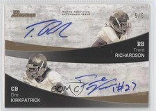 2012 Bowman Dual Gold 5/5 Trent Richardson Dre Kirkpatrick #BDA-RK Auto h3a