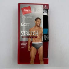 Hanes Ultimate Stretch Briefs Mens Small S Multicolor 6-Pack Tagless USBFA6
