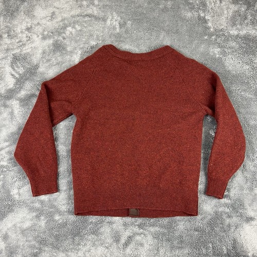 Vintage LL Bean Sweater Men's M Tall Orange Scotland Wool Knit Grandpa Cardigan - Picture 5 of 8