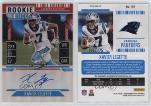 2024 Contenders Optic Ticket RPS Red Prizm /175 Xavier Legette Rookie Auto RC