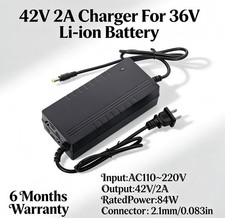 42V 2A Adapter Charger 36V Lithium Battery with 5.5mm*2.1mm DC Plug Port 84W