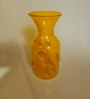 Blenko Glass Wayne Husted The Blob #595 Jonquil Yellow Vase Etched Signature
