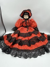Vintage Low Brow GLAZED Porcelain China Head Doll BEAUTIFUL DRESS COLLECTIBLE