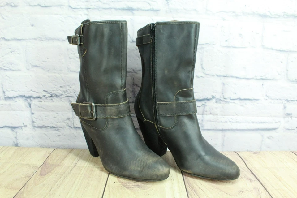 Corso Como черная кожа середины икры Somers мотоциклетные ботинки стороны молнии размер 7 M - Изображение 3 из 4