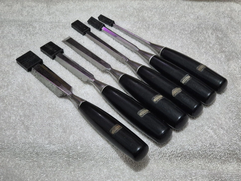 Fantastic Set Of 6 Vintage Stanely No 5001 Beveled Edge Chiseles - Image 2 of 4